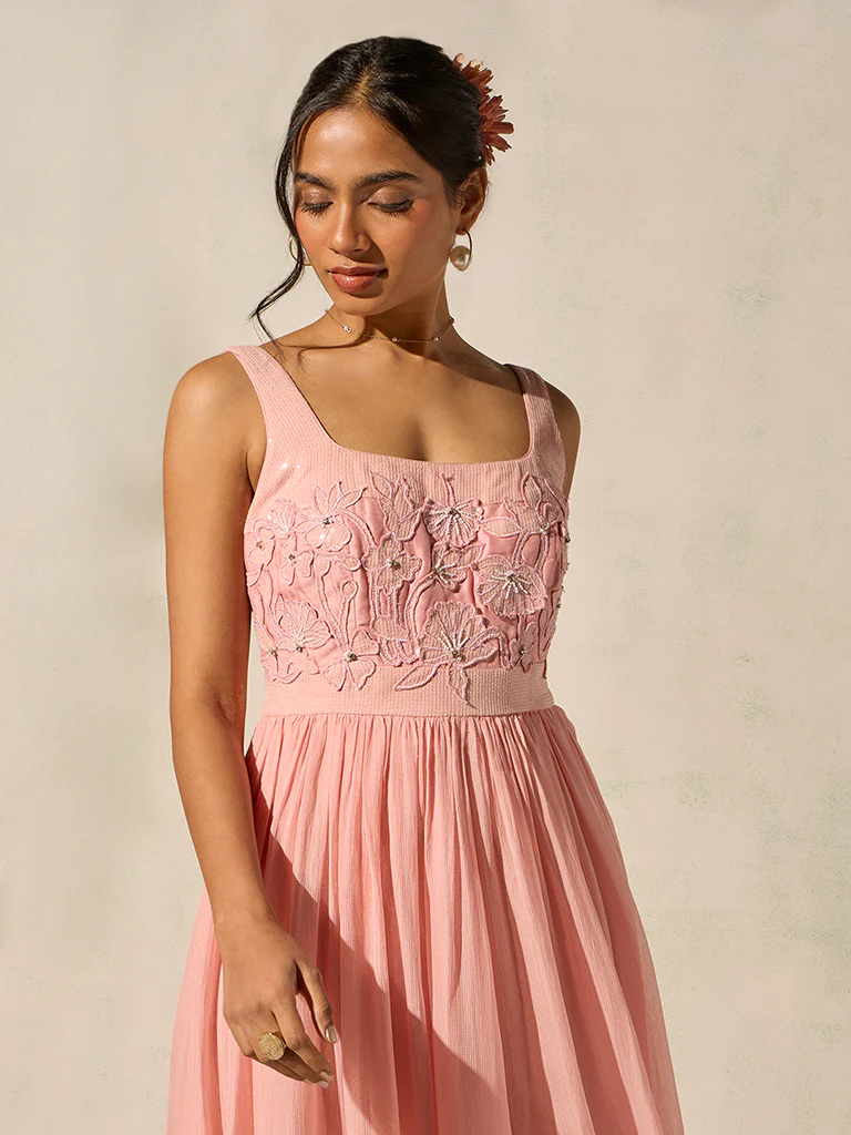 Floral Maxi Dress - Pink - Image 3