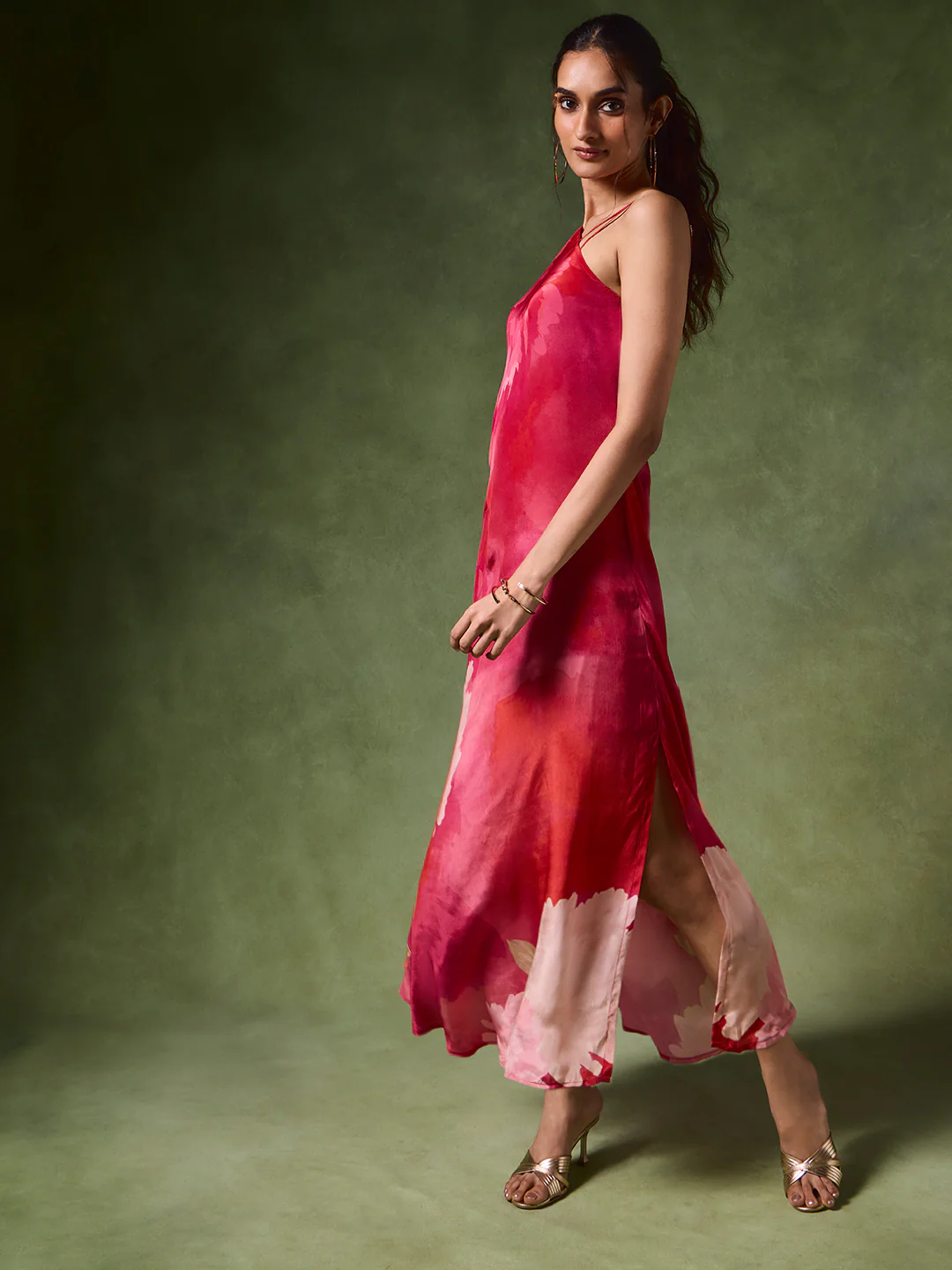 Floral One-Shoulder Kurta – Pink - Image 2