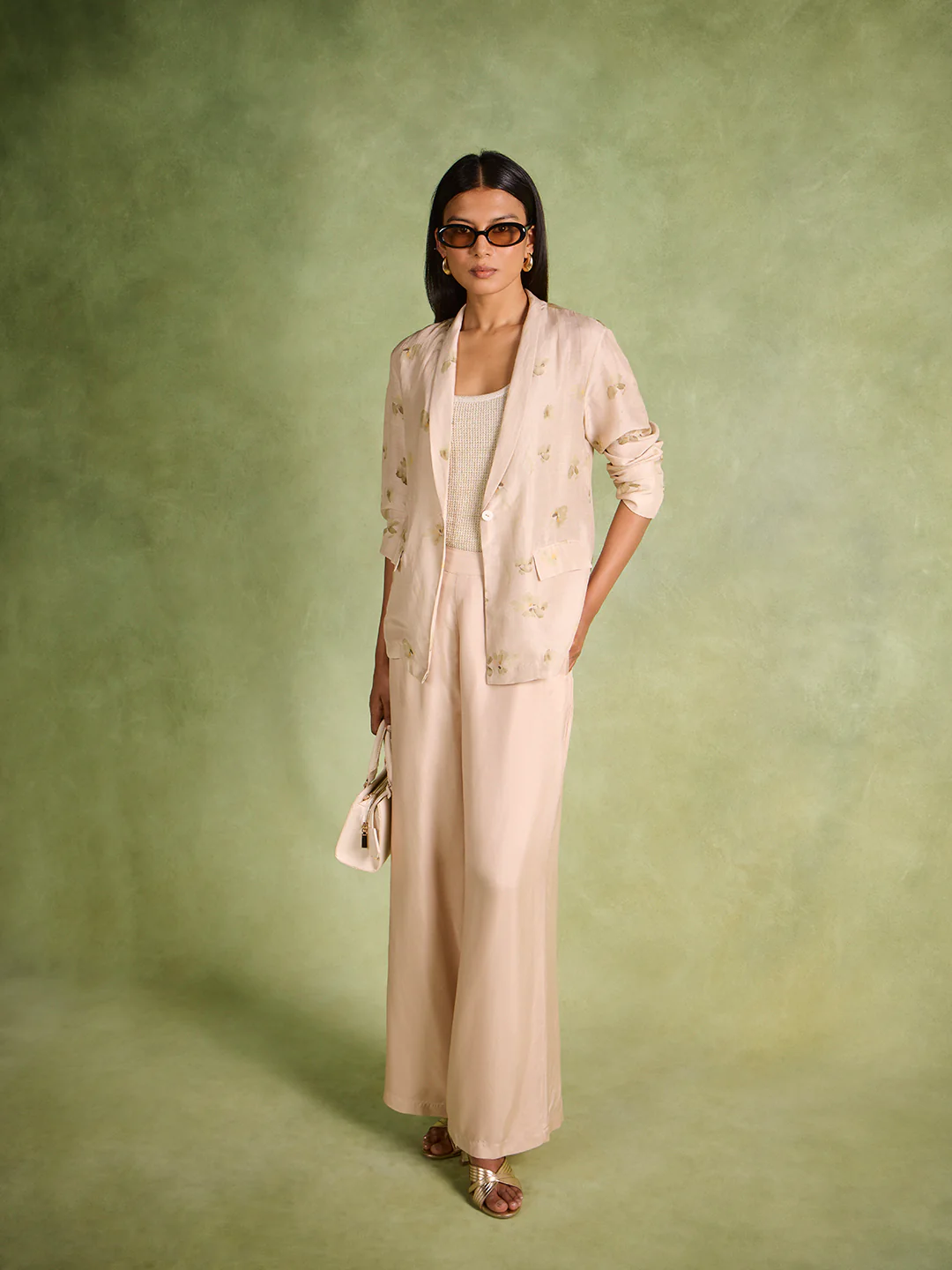 Floral Printed Jacket – Beige - Image 2