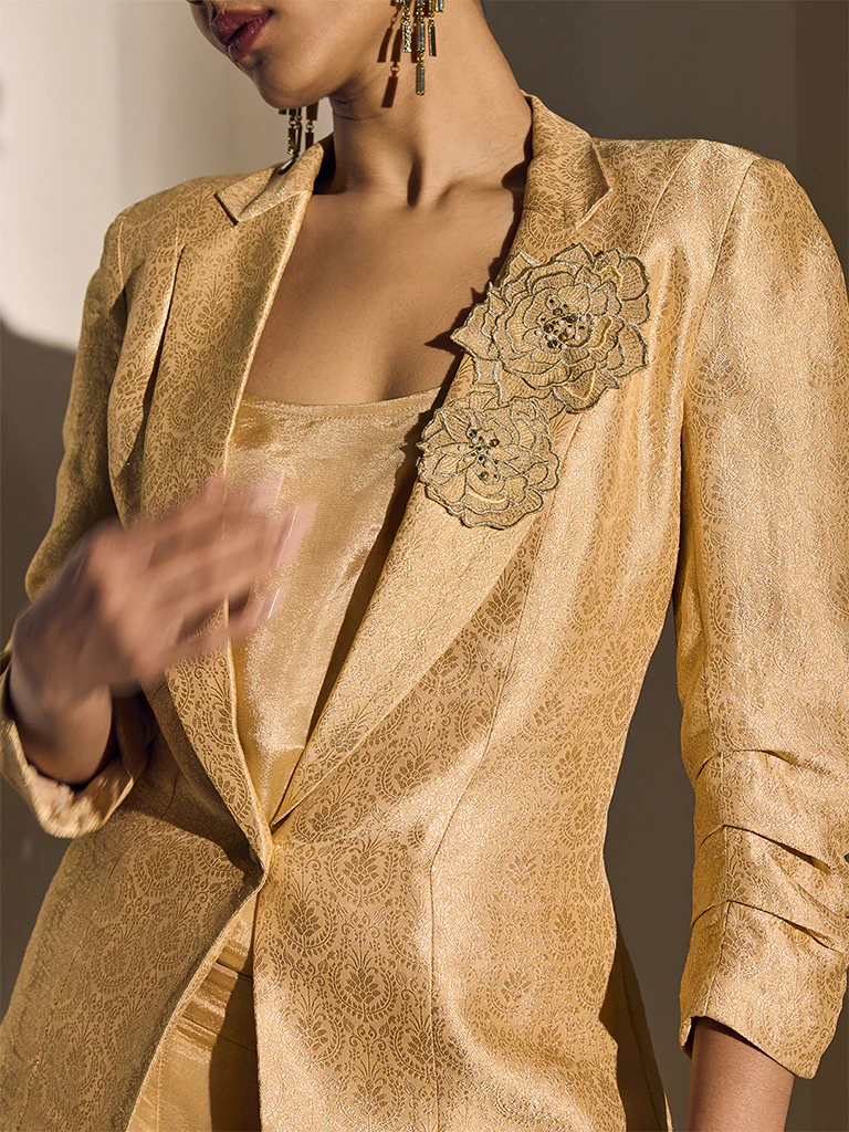 Jacquard Jacket Set - Cream - Image 3