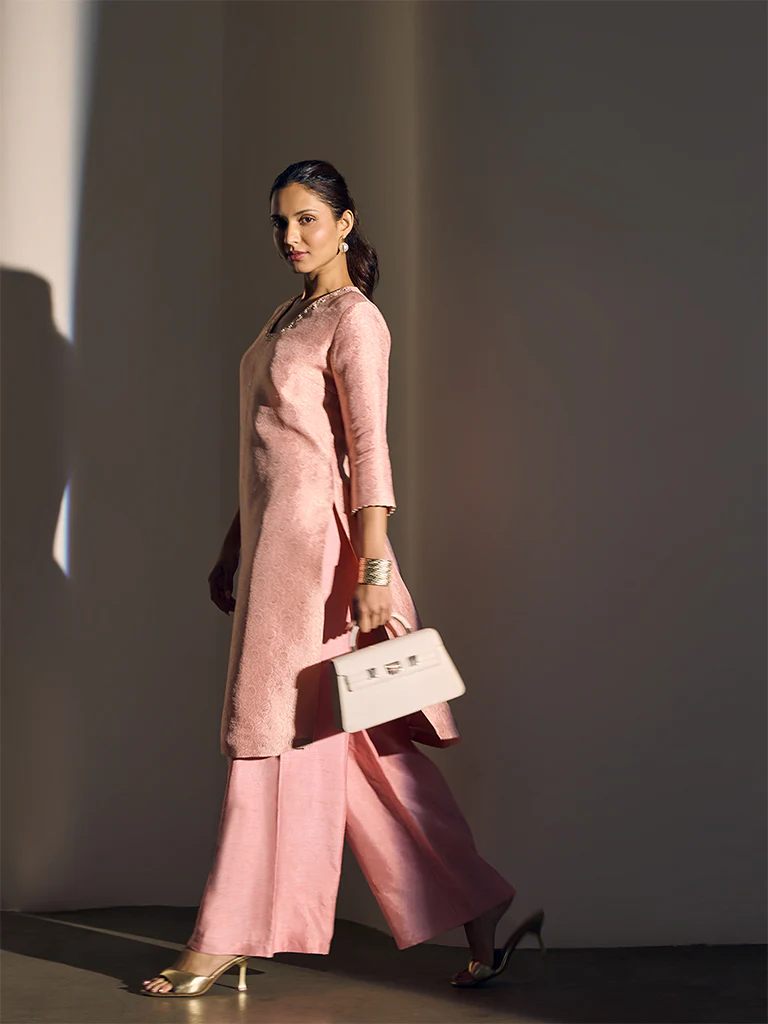 Jacquard Kurta – Pink - Image 2