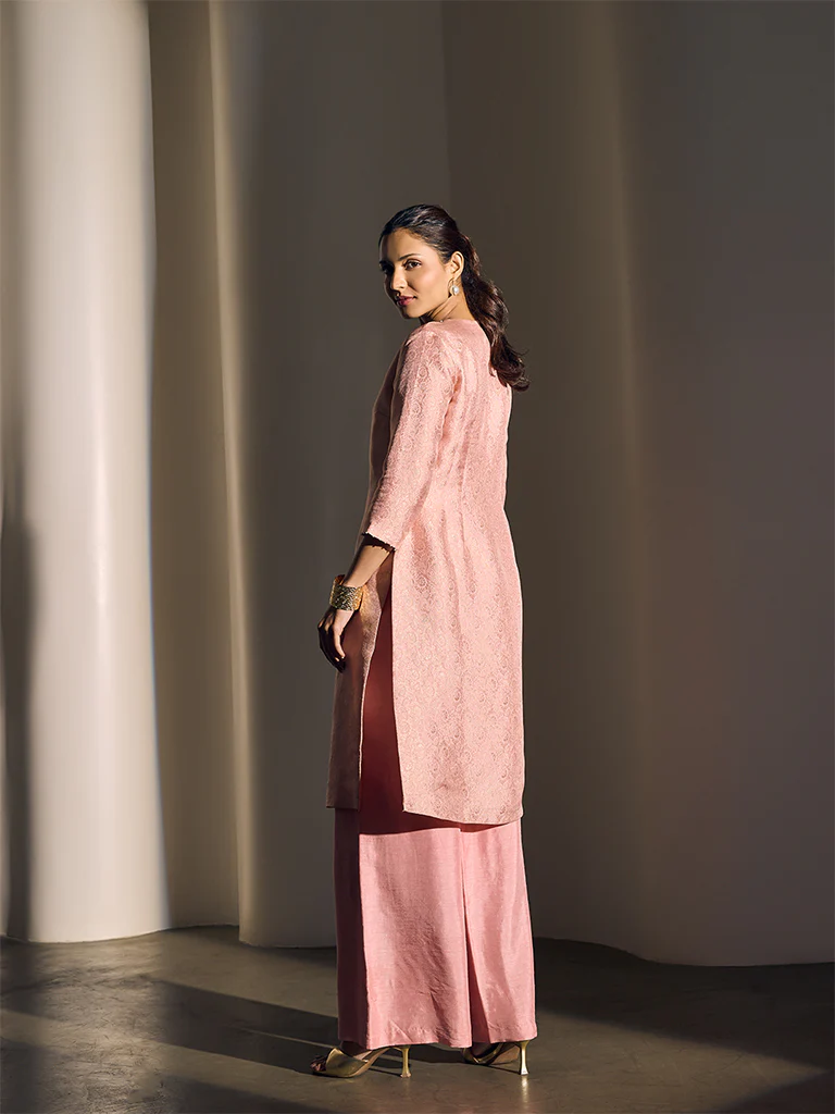 Jacquard Kurta – Pink - Image 4