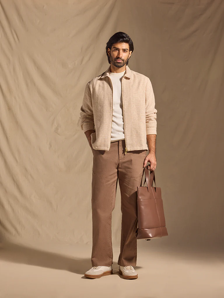 Knit-Textured Jacket - Beige - Image 2