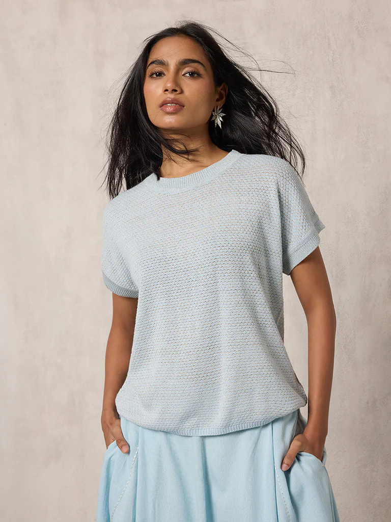 Knitted Light Blue T-Shirt