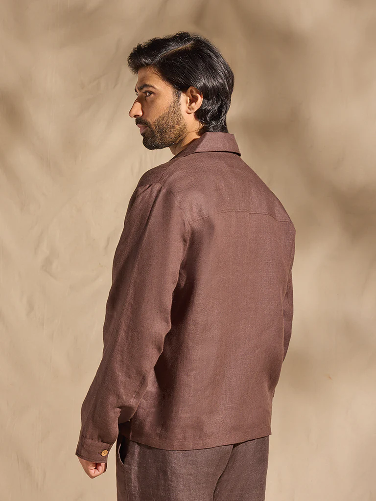 Linen Jacket - Brown - Image 5