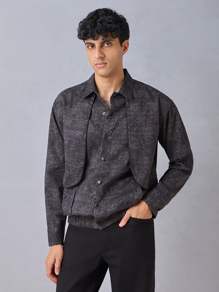 Printed Black Jacket - Image 2