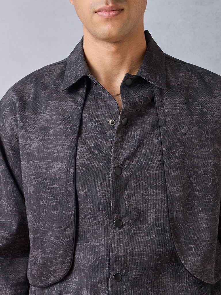 Printed Black Jacket - Image 3