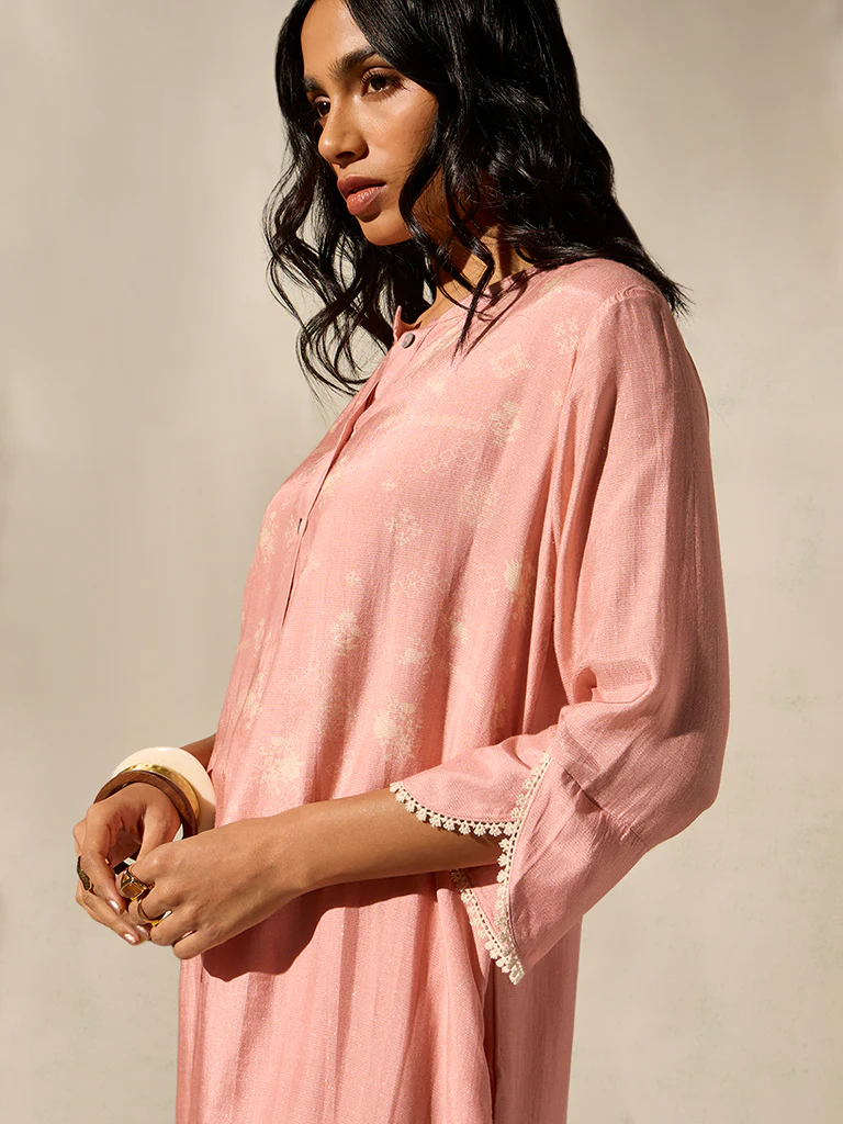 Printed Kurta - Pink - Image 3