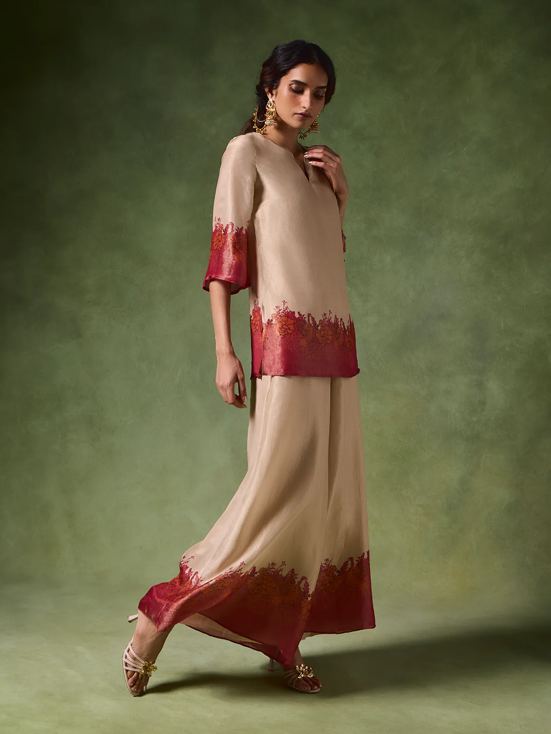 Printed Kurta Set – Beige