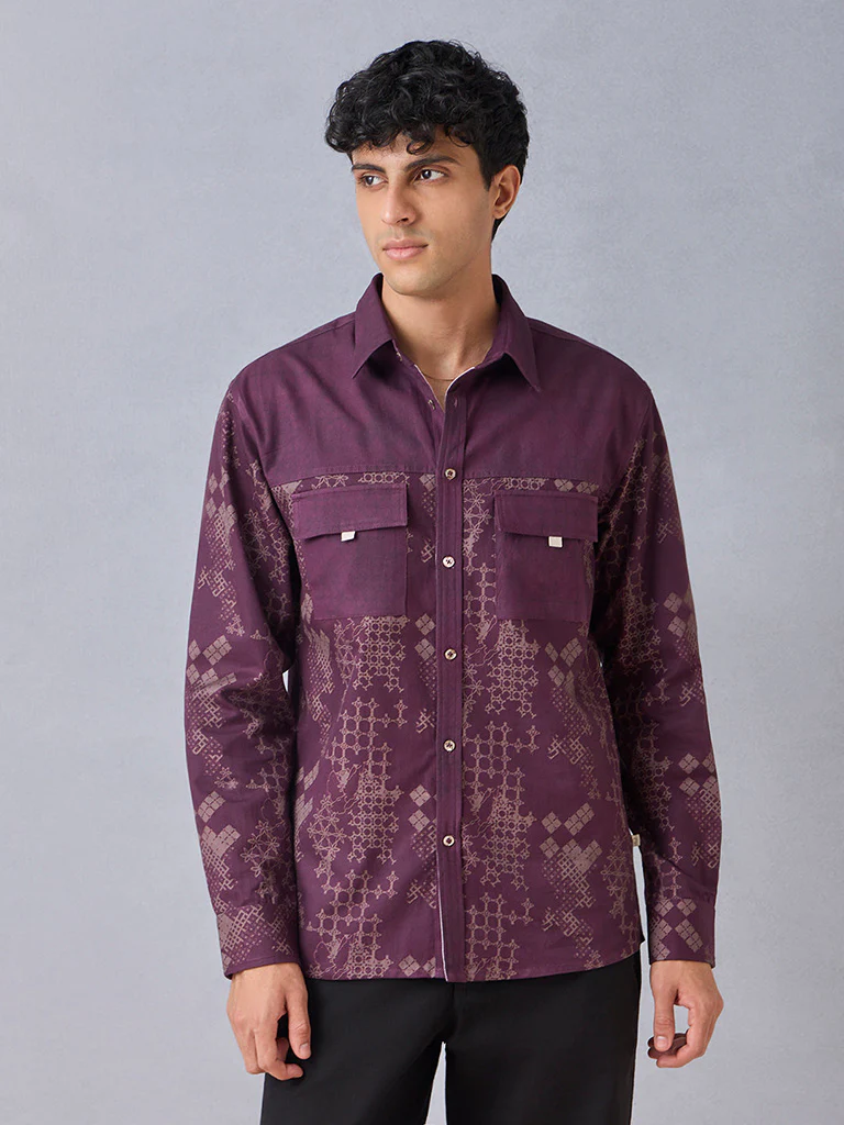 Printed Purple Shirt - Image 3