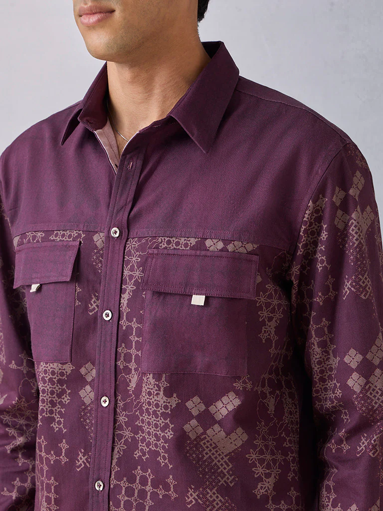 Printed Purple Shirt - Image 4