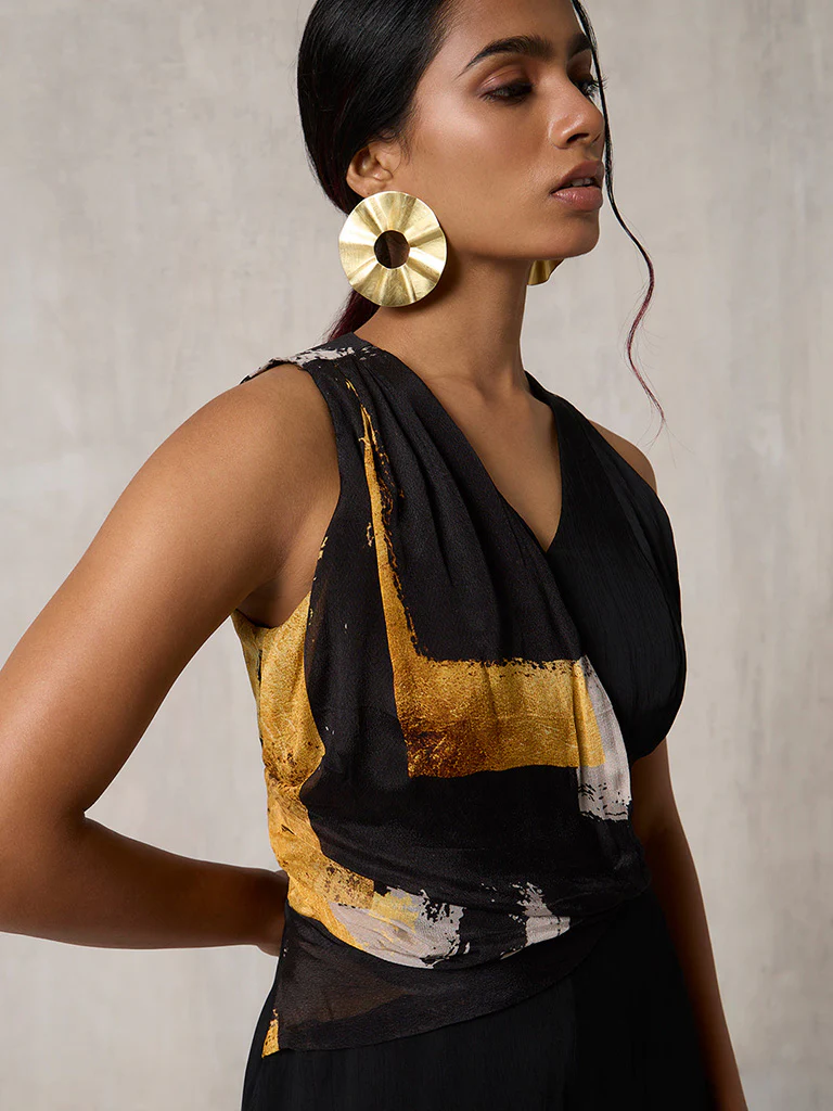 Printed Wide-Leg Black Jumpsuit - Image 3