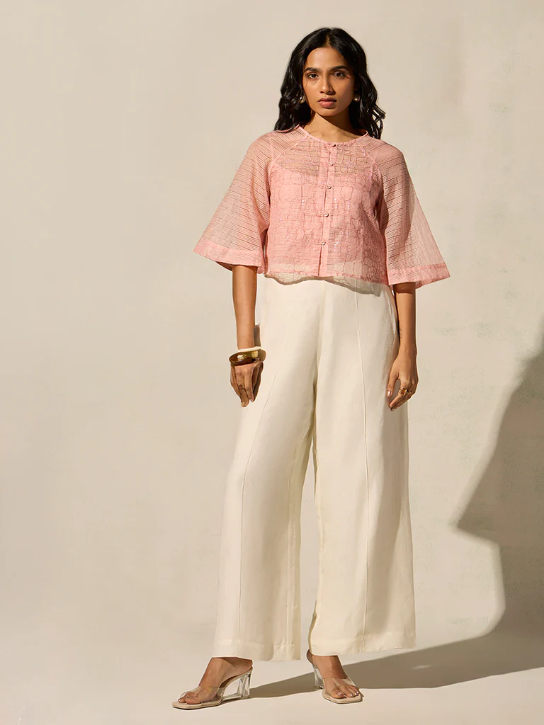 Sheer Top with Camisole - Pink