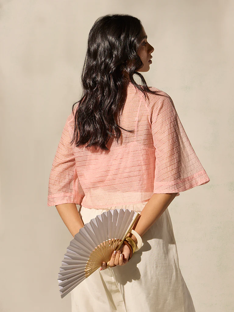 Sheer Top with Camisole - Pink - Image 4