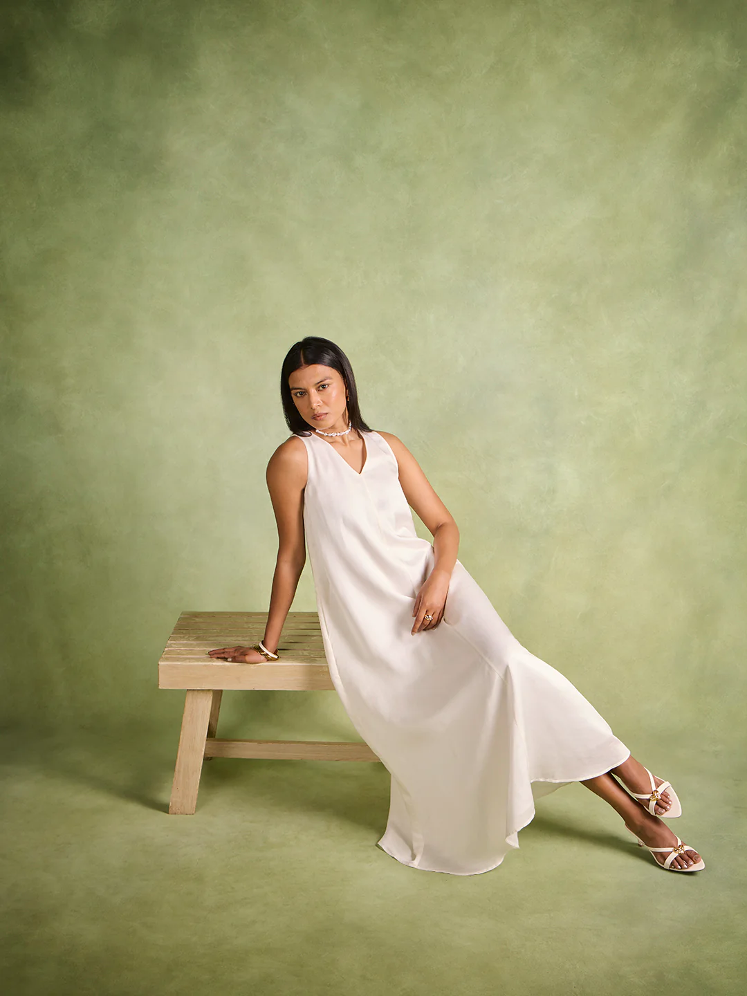 Solid Maxi Dress – White