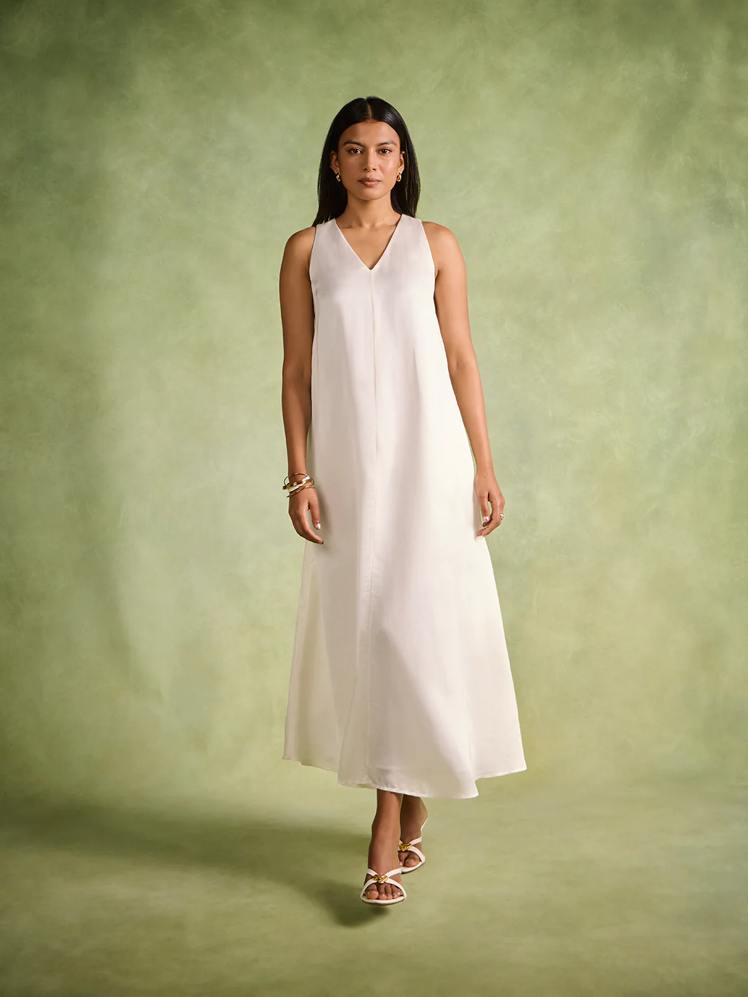Solid Maxi Dress – White - Image 2