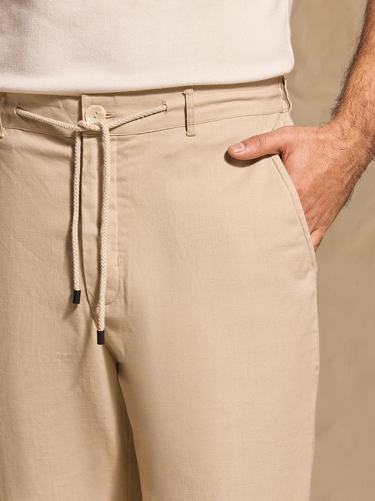 Solid Trousers - Beige - Image 3