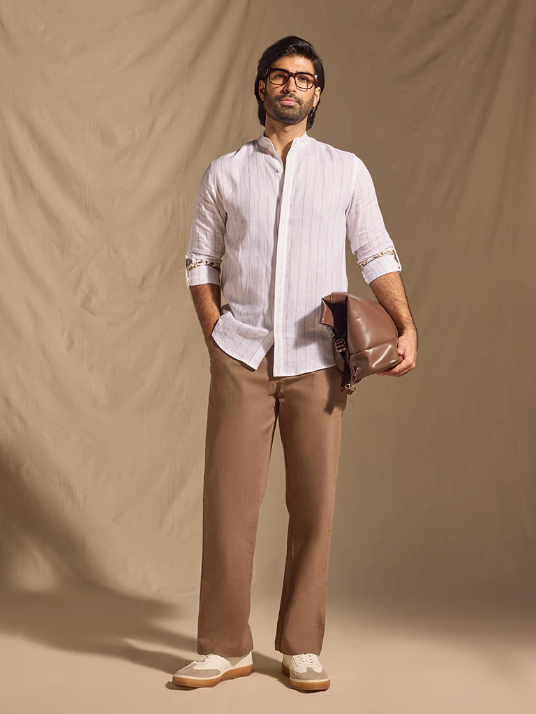 Striped Linen Shirt - White