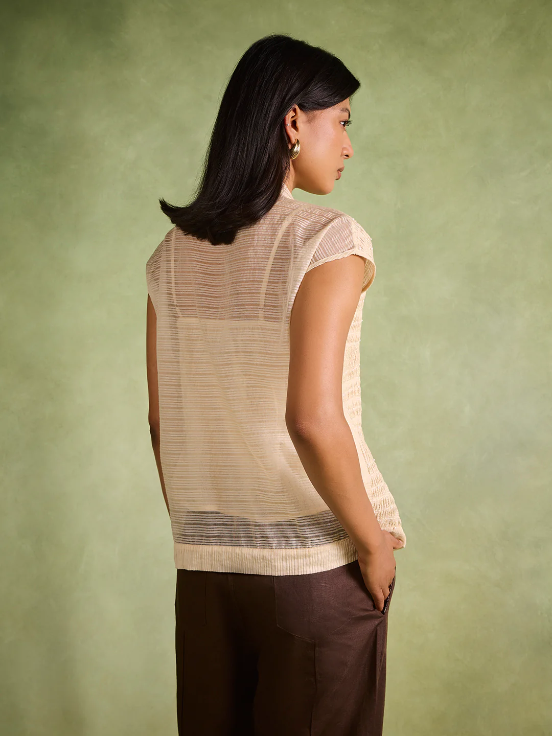 Textured Embellished Top – Beige - Image 4