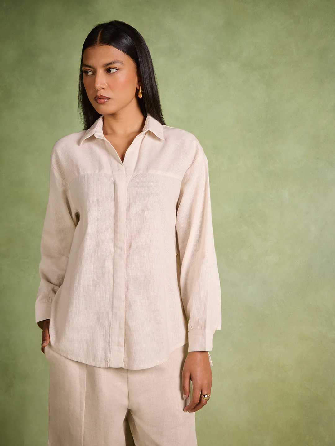 Textured Shirt – Beige - Image 2