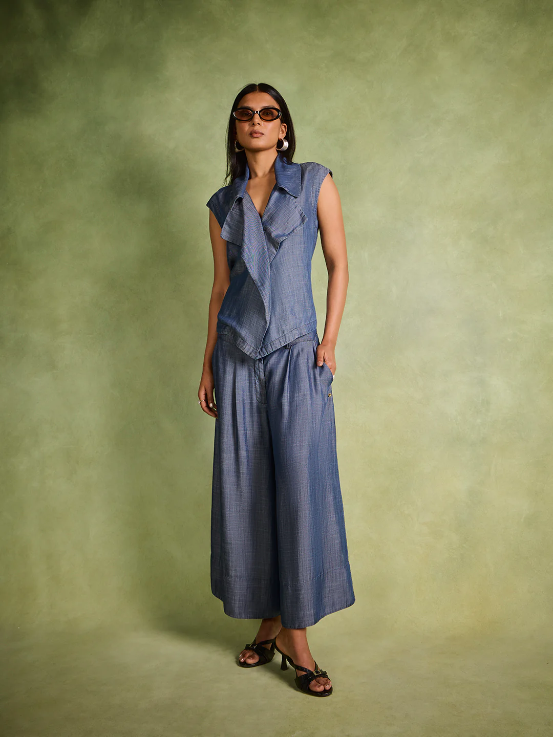 Wide-Leg Denim Pants – Blue - Image 2