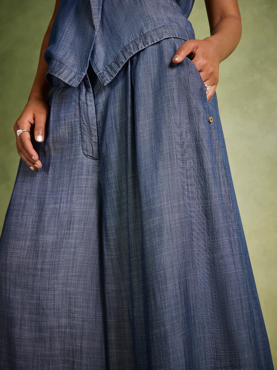 Wide-Leg Denim Pants – Blue - Image 3
