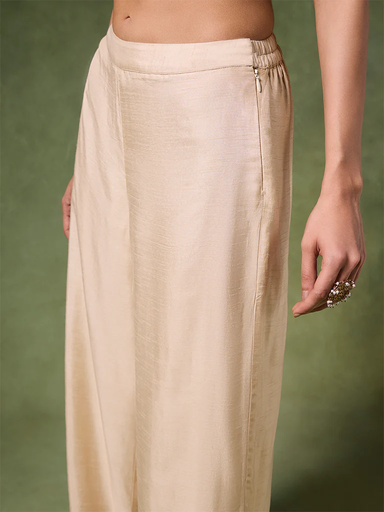 Wide-Leg Palazzos – Ivory - Image 3