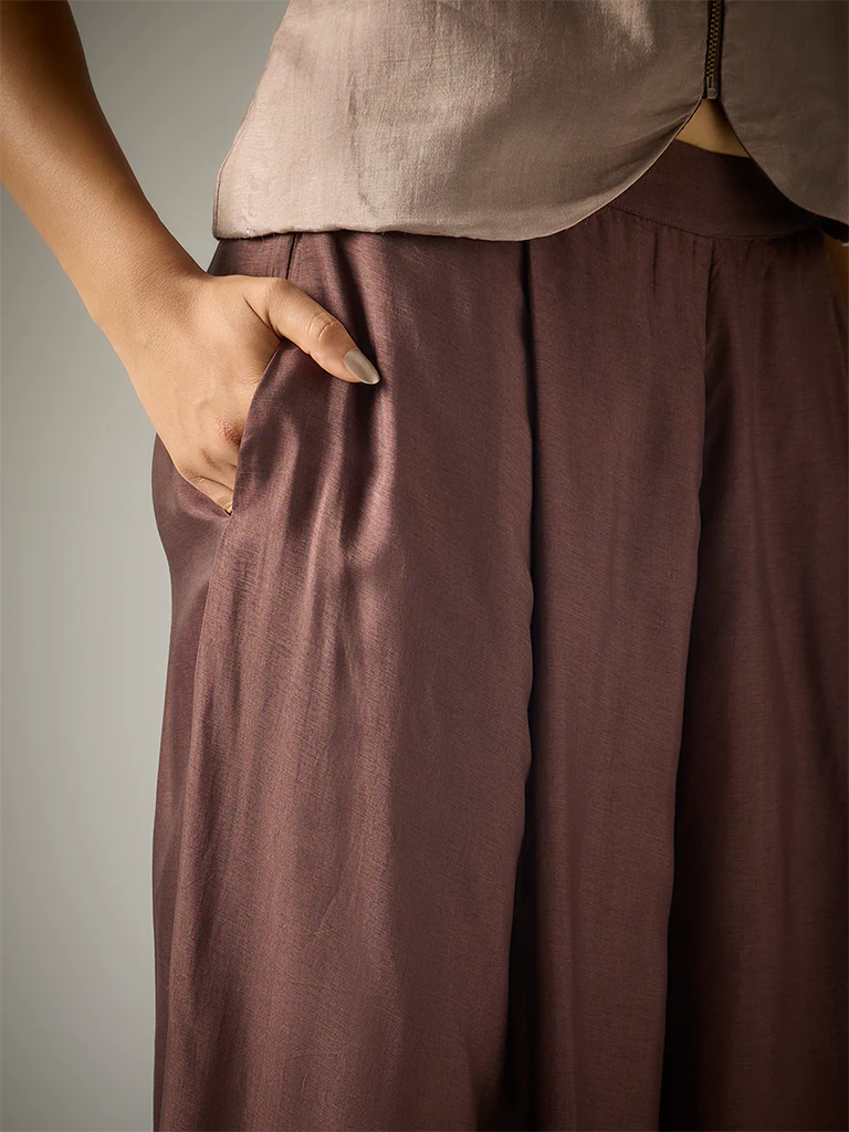 Wide-Leg Pants – Brown - Image 3