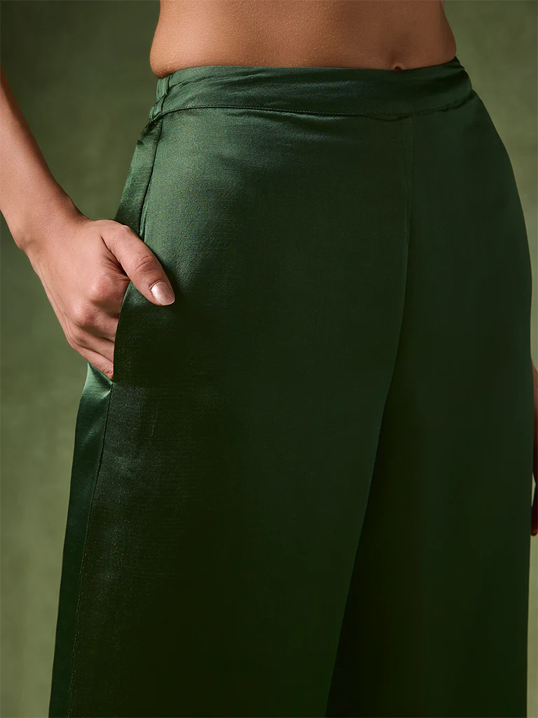 Wide-Leg Pants – Green - Image 3