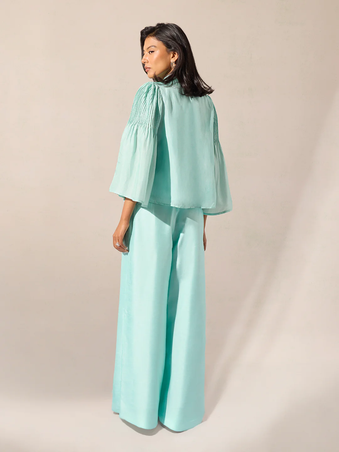 Wide-Leg Solid Pants - Blue - Image 4