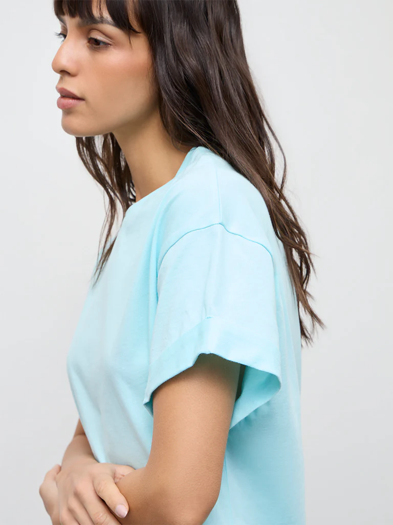 Wunderlove Aqua Cotton T-Shirt - Image 3