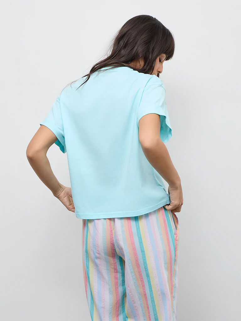 Wunderlove Aqua Cotton T-Shirt - Image 4