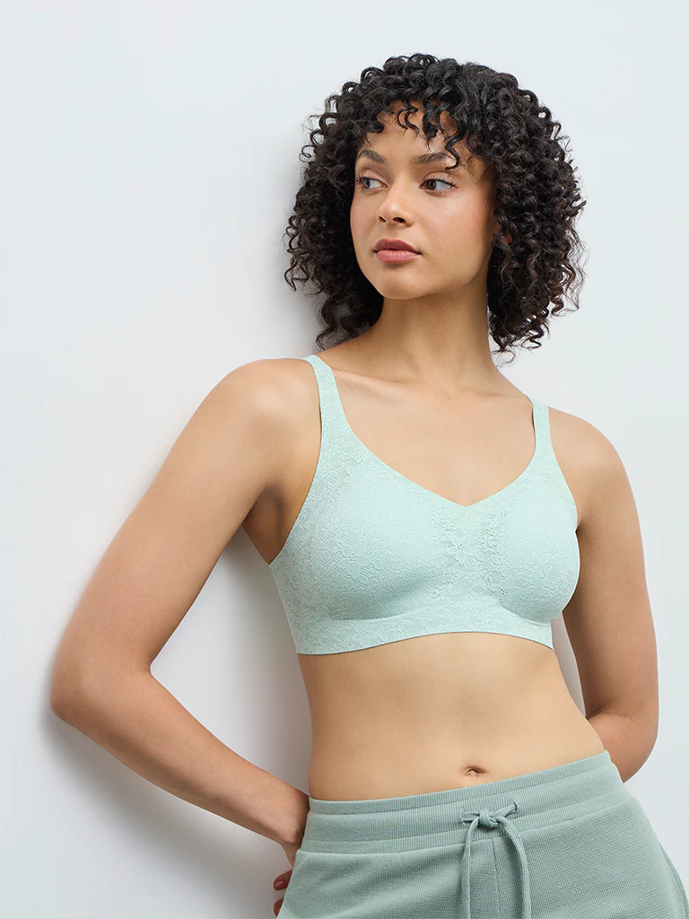 Wunderlove Aqua Floral Lace Padded Bra