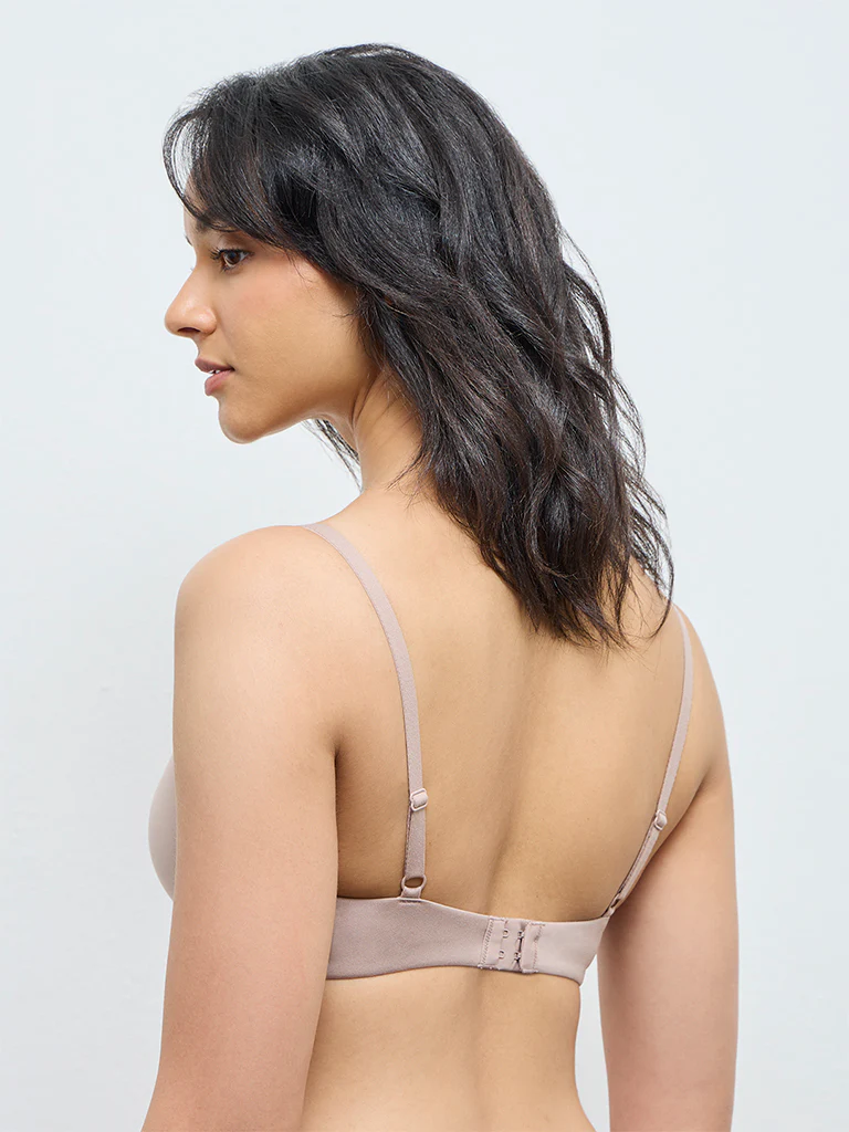 Wunderlove Beige Cotton-Blend Padded Bra - Image 4