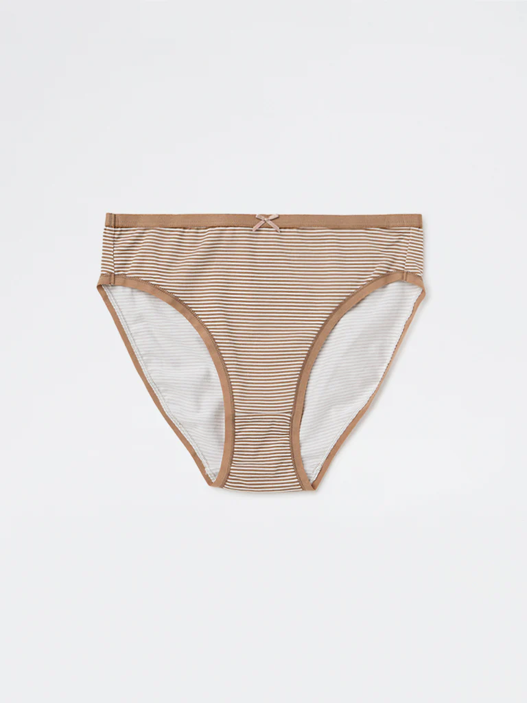 Wunderlove Beige Hi-Leg Cotton-Blend Briefs - Pack of 3 - Image 6