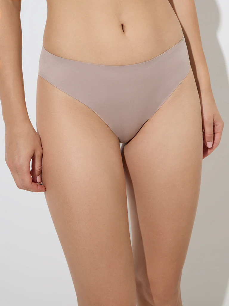 Wunderlove Beige Invisible Hi-Leg Briefs - Image 5