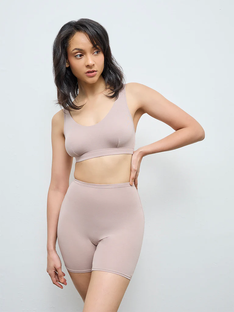Wunderlove Beige Lace-Detailed Non-Padded Bra