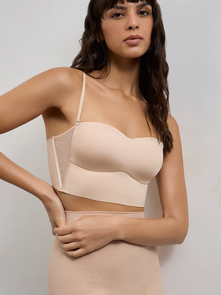 Wunderlove Beige Padded Bandeau Shapewear Bra - Image 2