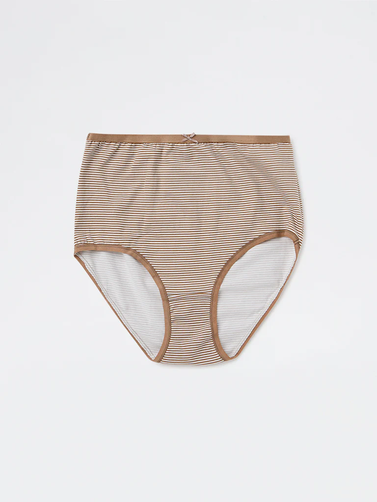 Wunderlove Beige Printed Cotton-Blend Full Briefs - Pack of 3 - Image 6