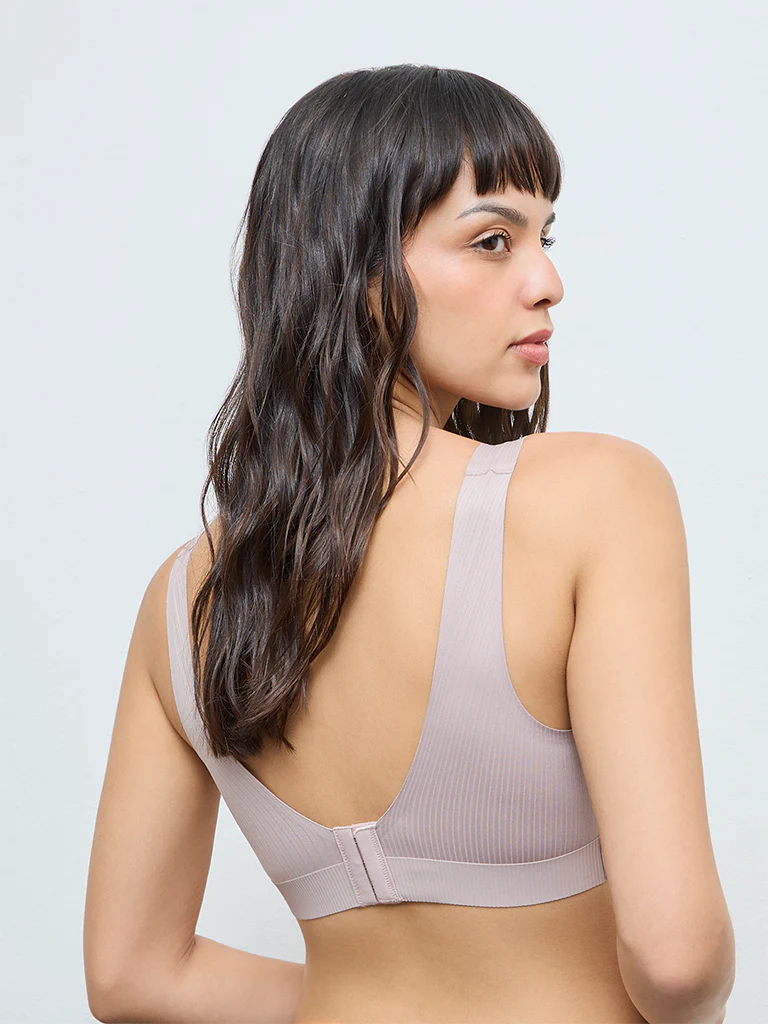 Wunderlove Beige Self-Striped Padded Bra - Image 4