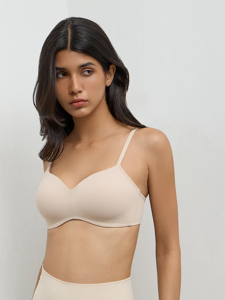 Wunderlove Beige Solid Padded Bra - Image 2