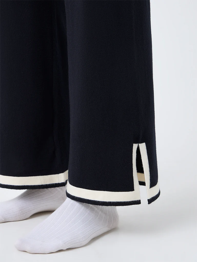 Wunderlove Black Contrast-Detail High-Rise Pants - Image 3