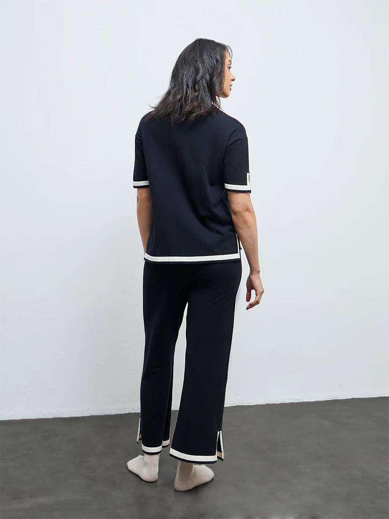 Wunderlove Black Contrast-Detail High-Rise Pants - Image 4