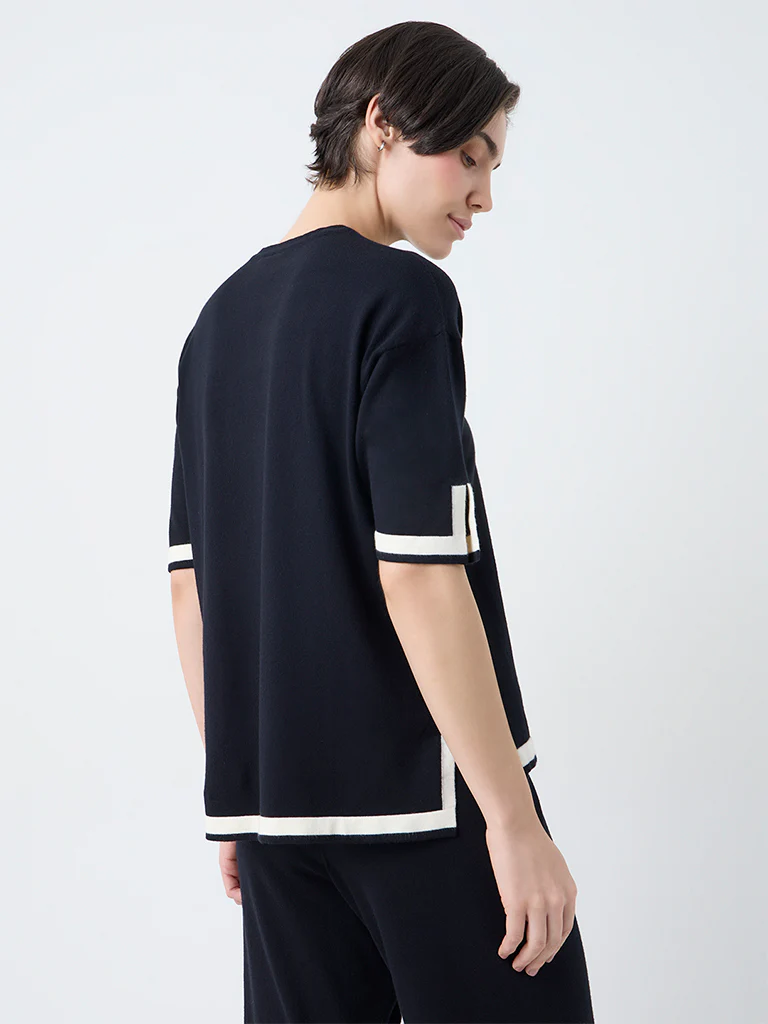 Wunderlove Black Contrast-Detail Top - Image 4