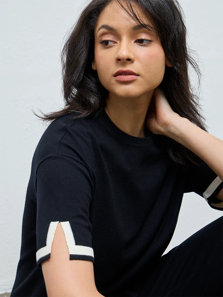 Wunderlove Black Contrast-Detail Top - Image 3
