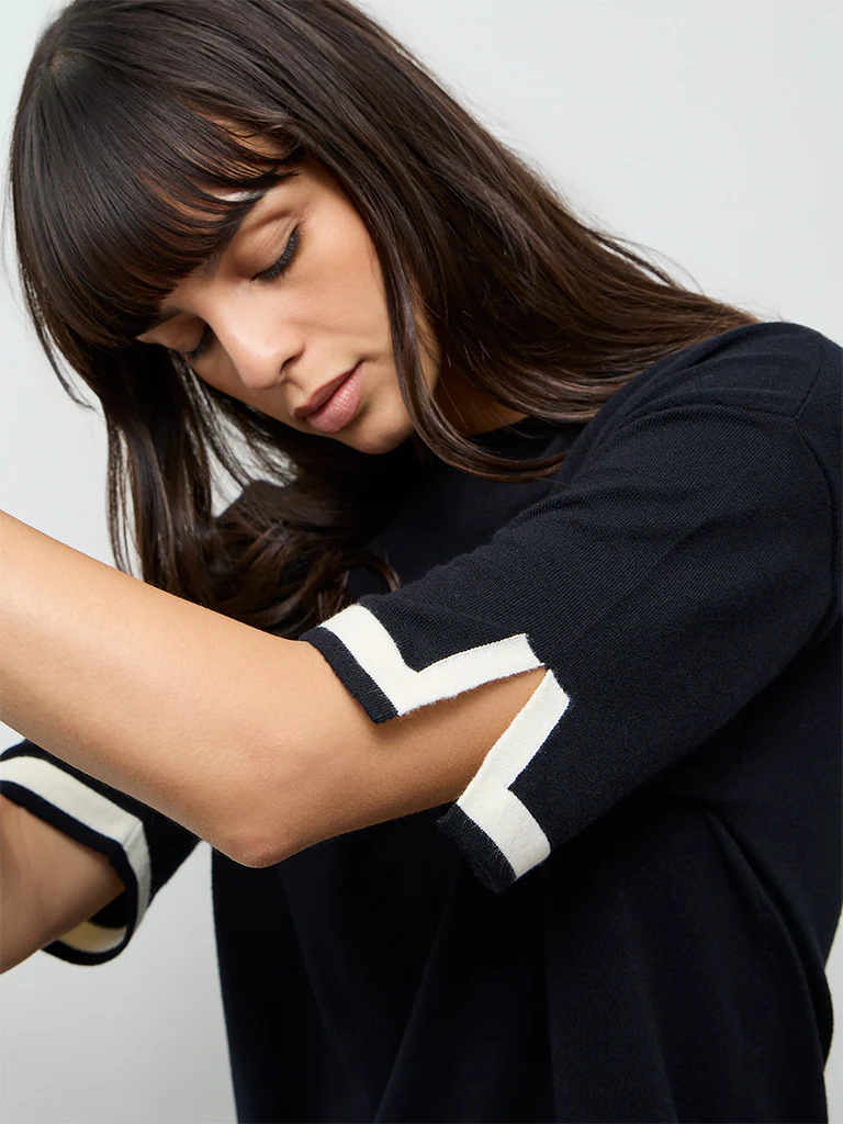 Wunderlove Black Contrast Detailed Top - Image 3