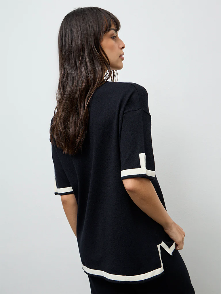 Wunderlove Black Contrast Detailed Top - Image 4