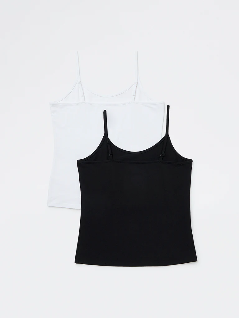 Wunderlove Black Cotton-Blend Camisoles - Pack of 2 - Image 6