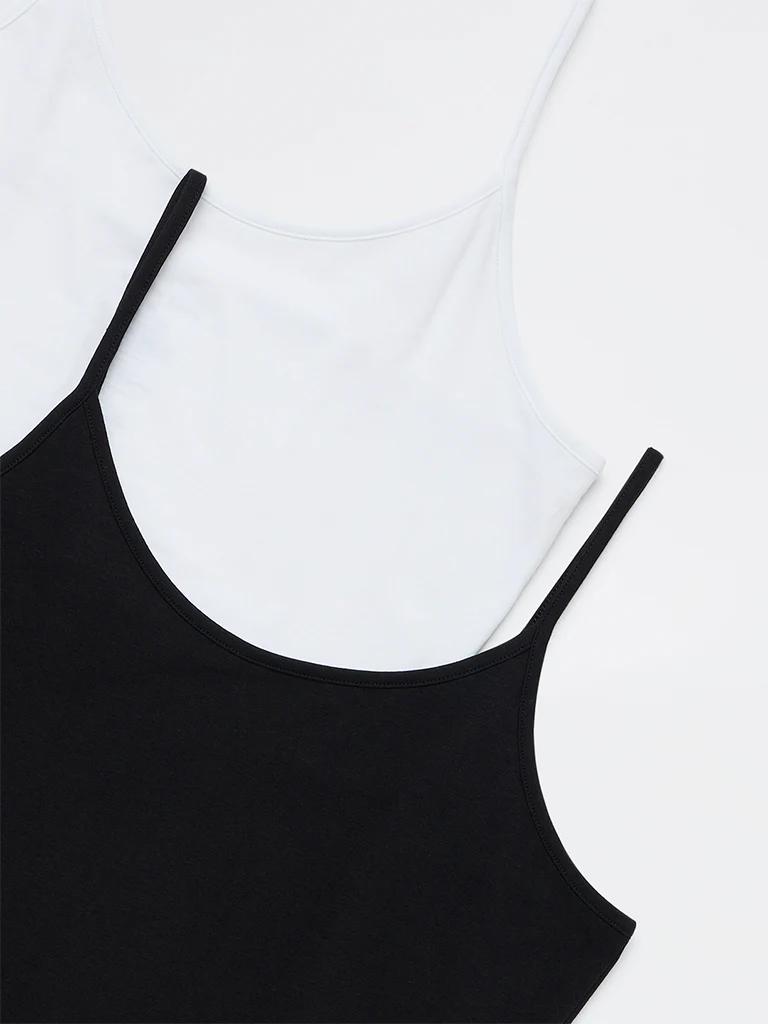 Wunderlove Black Cotton-Blend Camisoles - Pack of 2 - Image 7