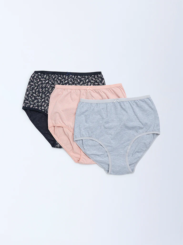 Wunderlove Black Cotton-Blend Full Briefs - Pack of 3 - Image 2